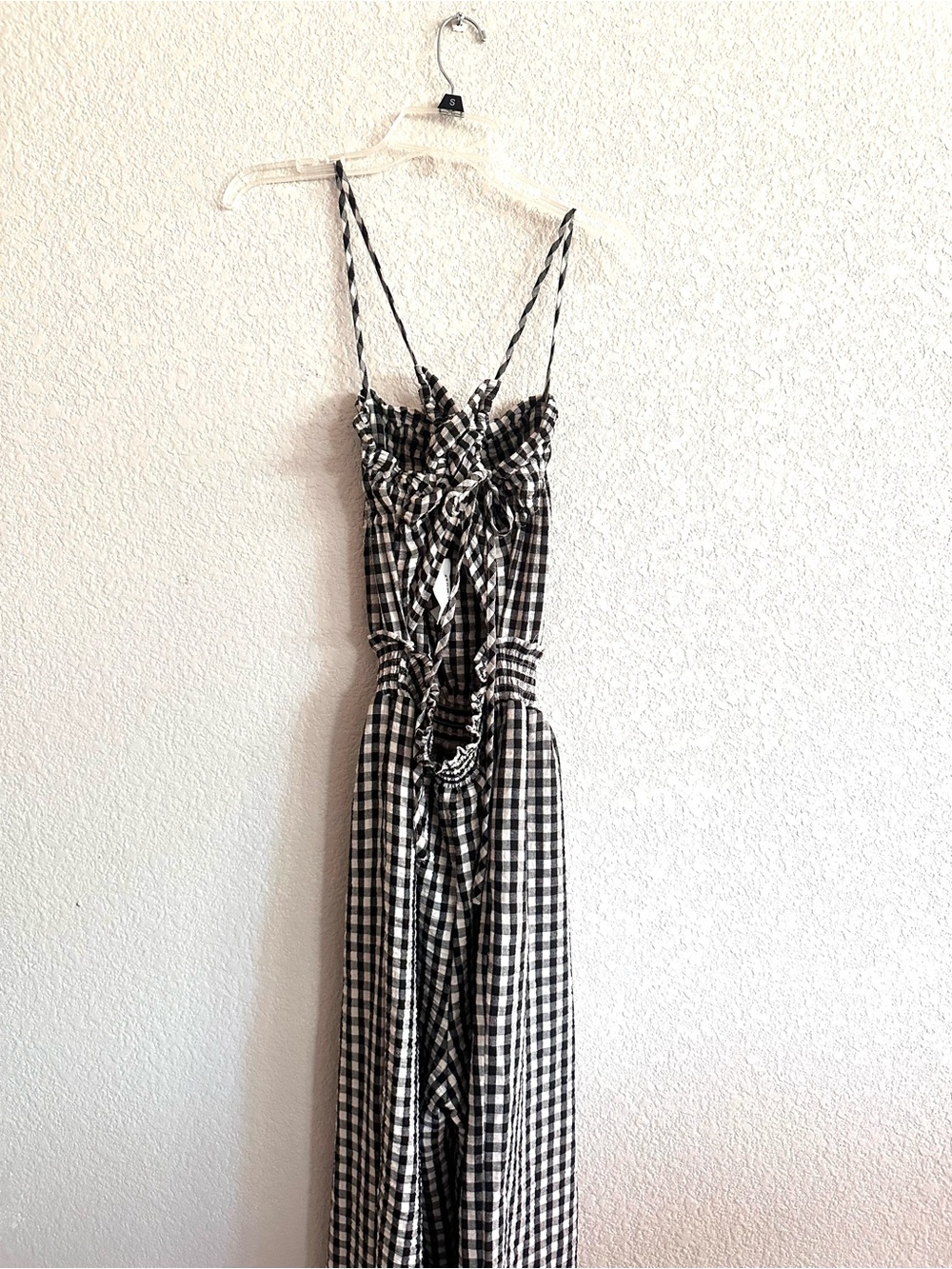 Gingham SWide-Leg Jumpsuit - Black & White - Picture 14 of 15
